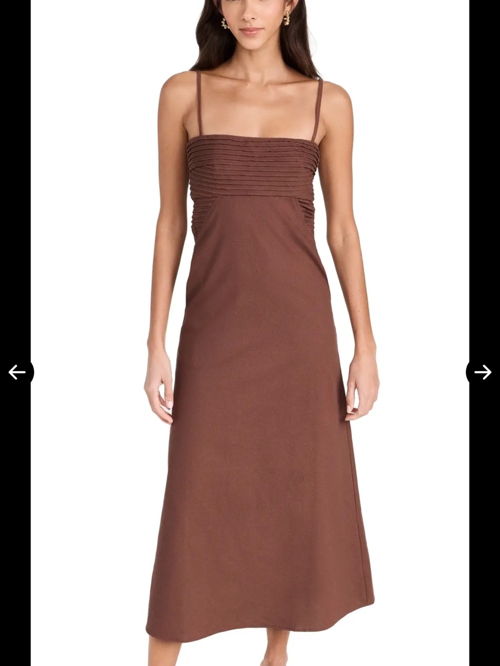 Seven Wonders NWT XS Brown Spaghetti-Strap Midi Dress